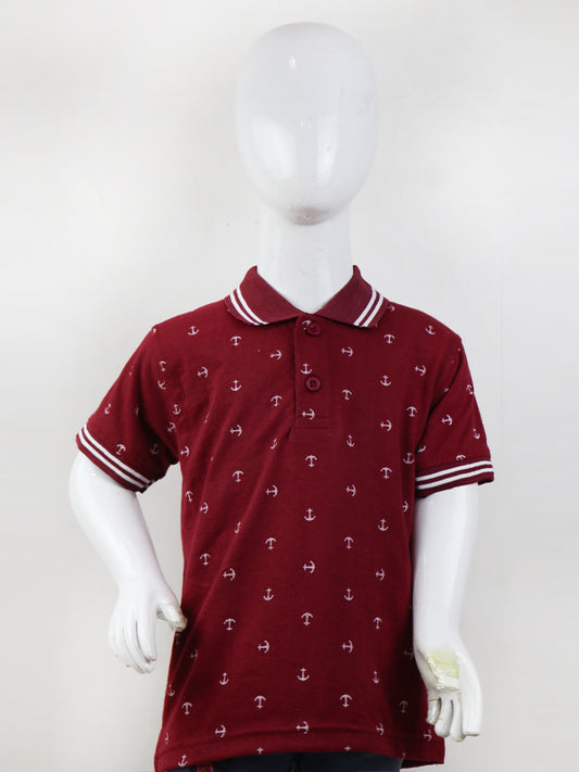 BTS01 MM Boys Polo T-Shirt 2.5Yrs - 8Yrs Anchor Maroon