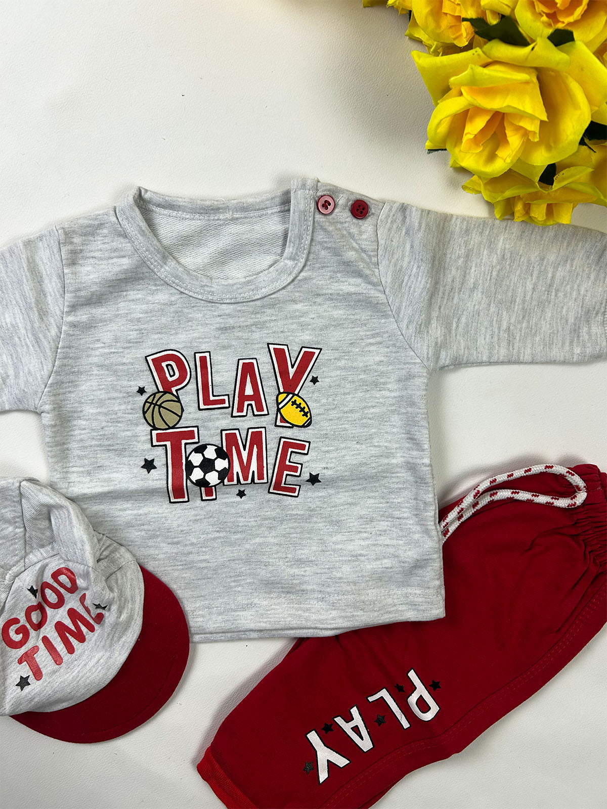 0Mth - 3Mth Red Play Time Suit For Newborn NBS816