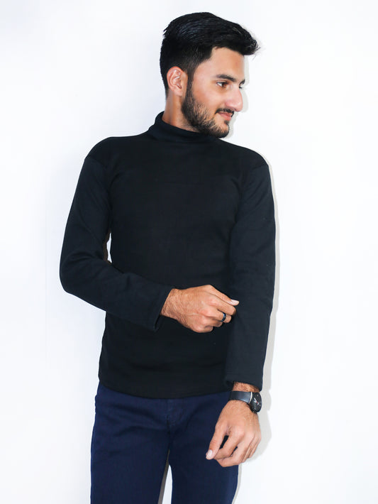 Men's Plain High Neck Black