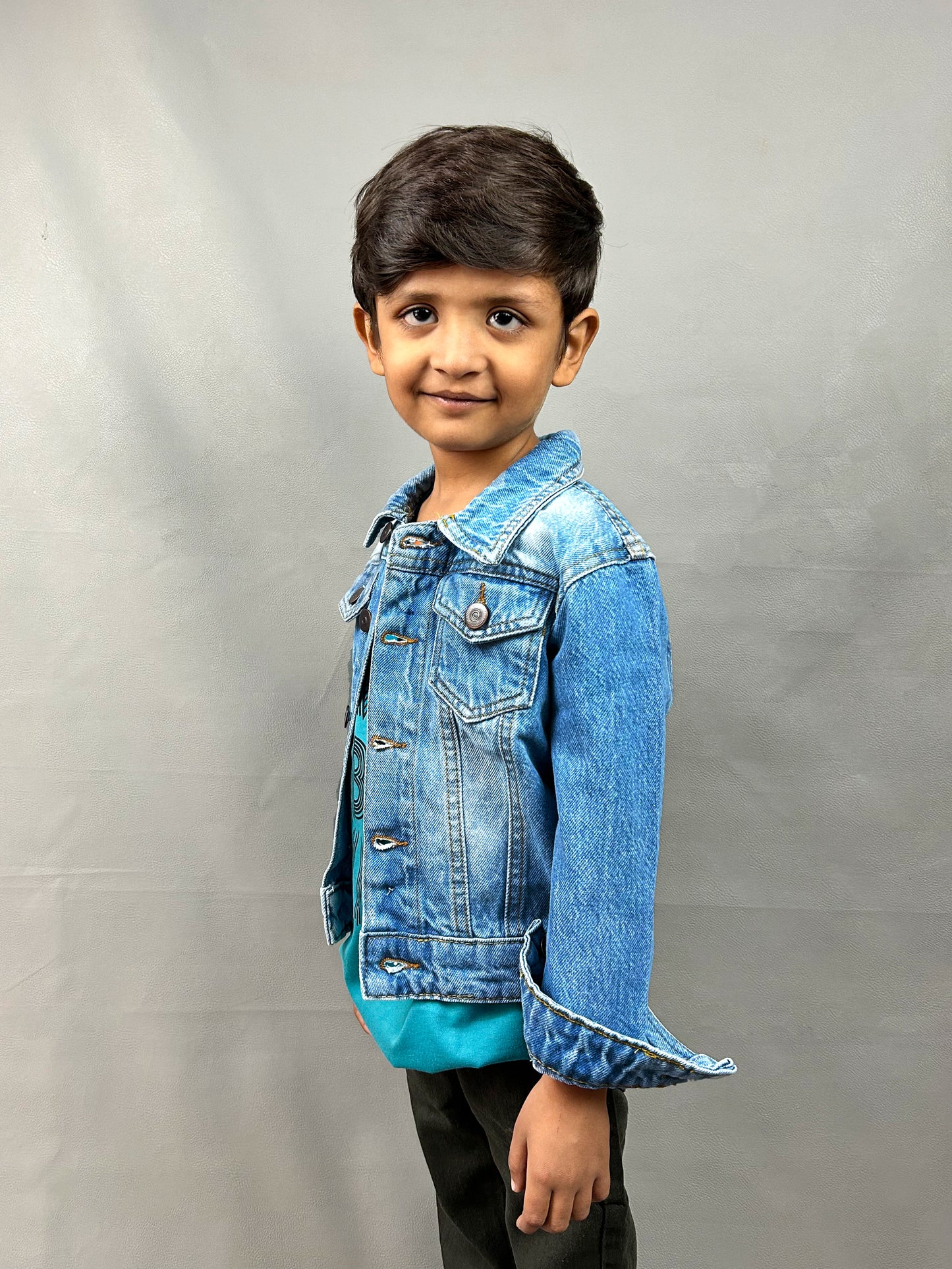 6Mth- 8Yrs RAF Faded Light Blue Denim Jacket For Kids KJ14