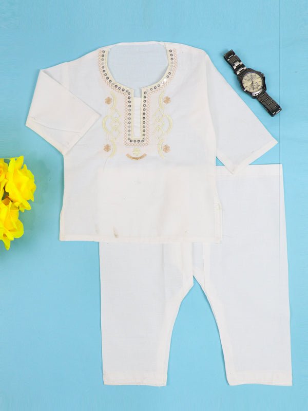 1Yrs - 3Yrs White Multidesign Shalwar Kameez Suit For Boys BKS49