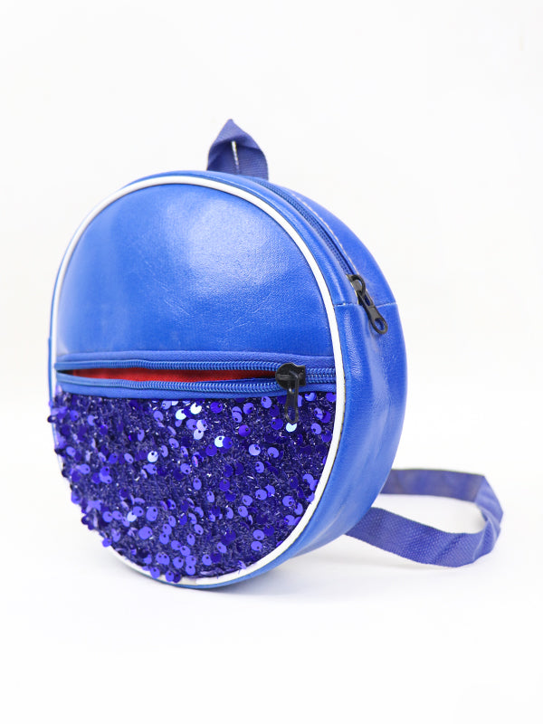 Fancy Round Glitter Bag for Girls Royal Blue