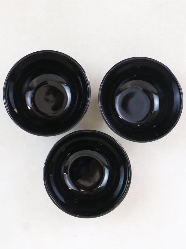 Pack of 3 Melamine Serving Bowls Black