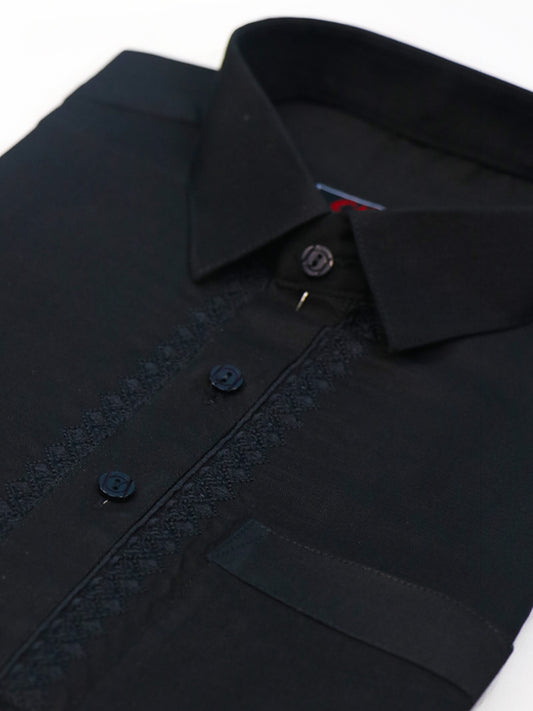 480E Men's Kameez Shalwar Stitched Suit Shirt Collar Black