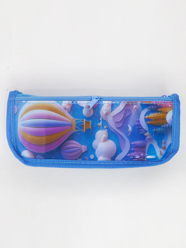 PB06 Zipper Pencil School Pouch For Kids Balloon Sky Blue