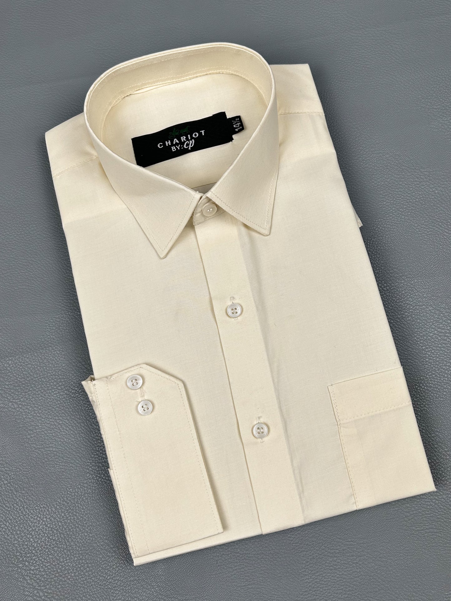 Cream Plain Formal Dress Shirt For Men MFS199