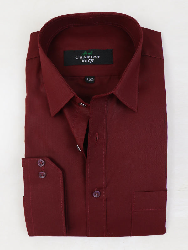 Men's Formal Dress Shirt Plain D Maroon