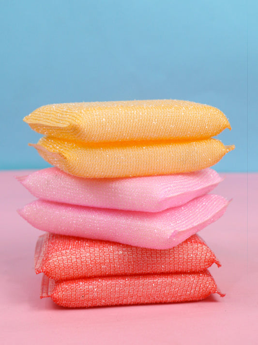 Pack Of 6 Pcs Soft Cleaning Dish Washing Foam Sponge Multicolor