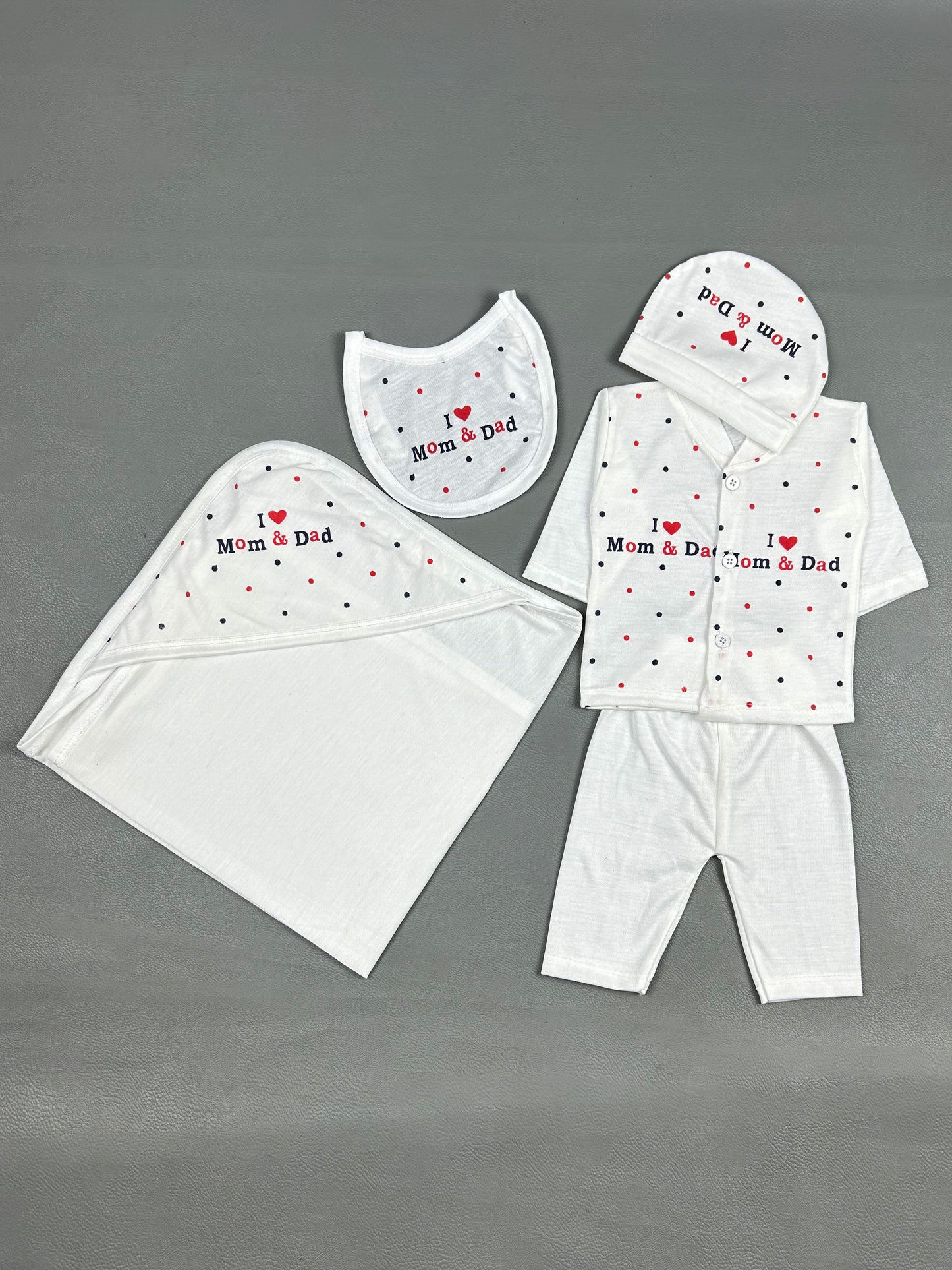 0Mth - 3Mth Mom & Dad White 5Pcs Gift Set For Newborn NBGS126