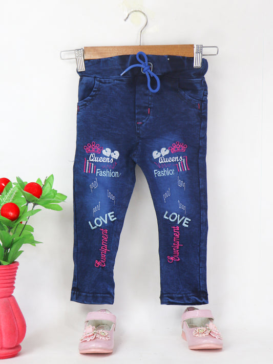 GJ01 Girls Stretchable Jeans 3Yrs - 8Yrs Love Blue
