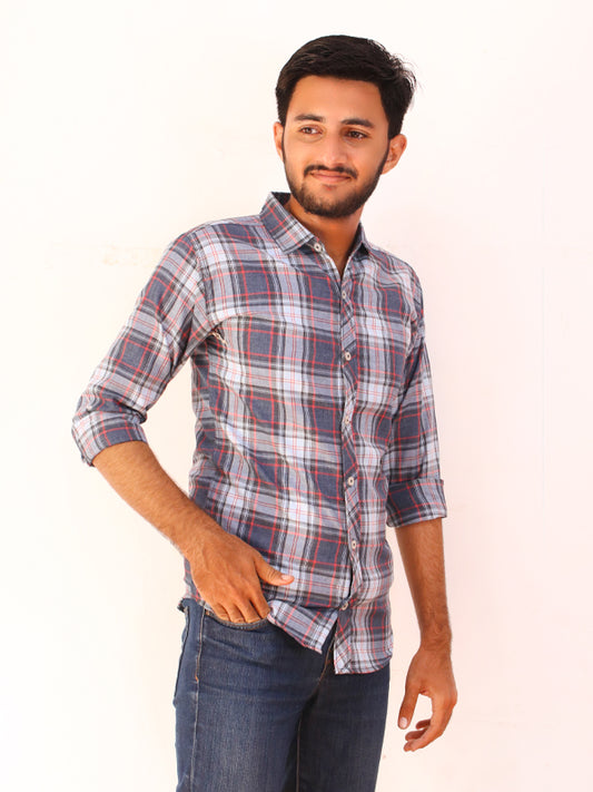 Grey Checks Casual Shirt For Men AZ MCS28