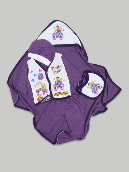 HG Newborn 5Pcs Gift Set 0Mth - 3Mth Picnic Time Dark Purple