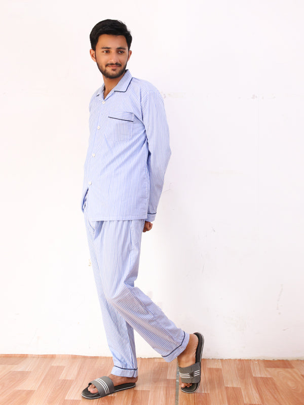 Light Blue Night Suit For Men MNS05