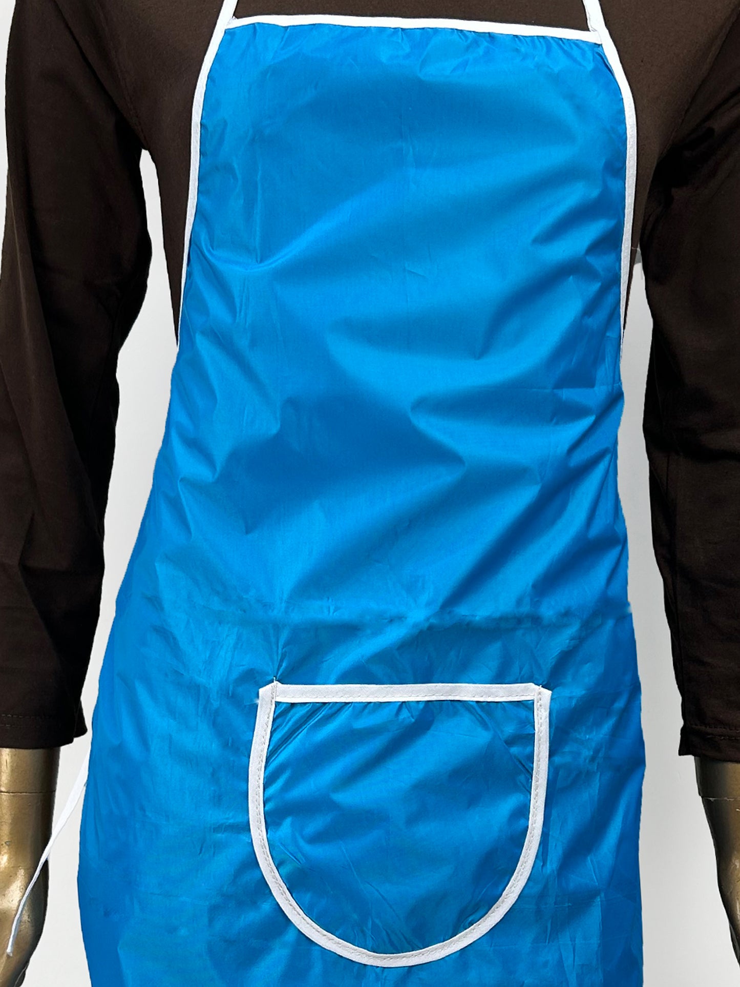 Blue Plain Kitchen Cooking Apron With Front-Pocket KA02