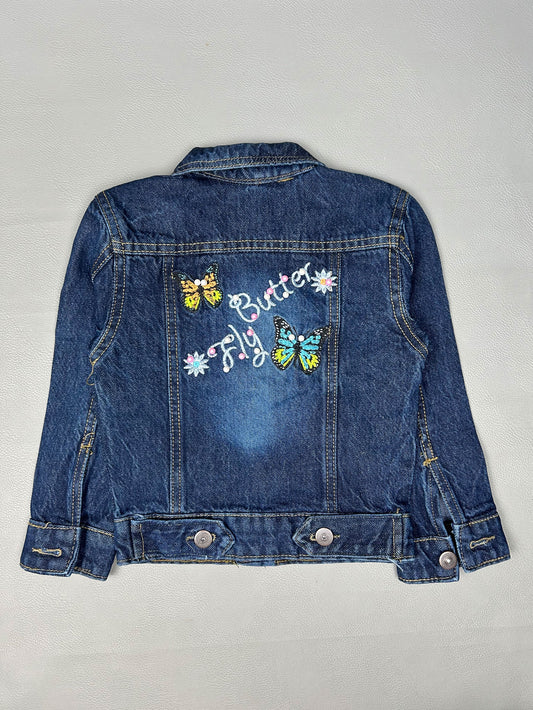 6Mth- 8Yrs Faded Dark Blue Denim Jacket For Girls KJ39