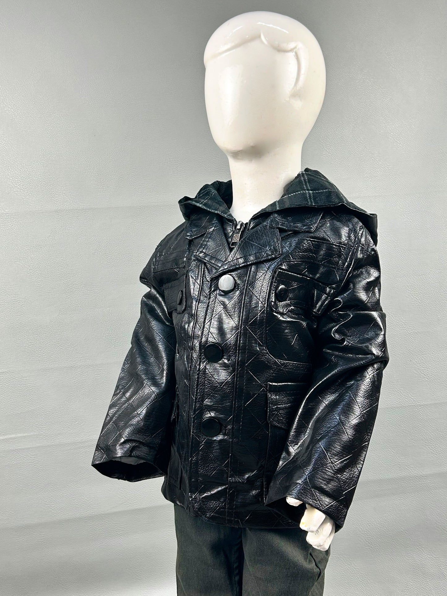 1.5Yrs - 6Yrs Black Leather Jacket For Boys KJ11