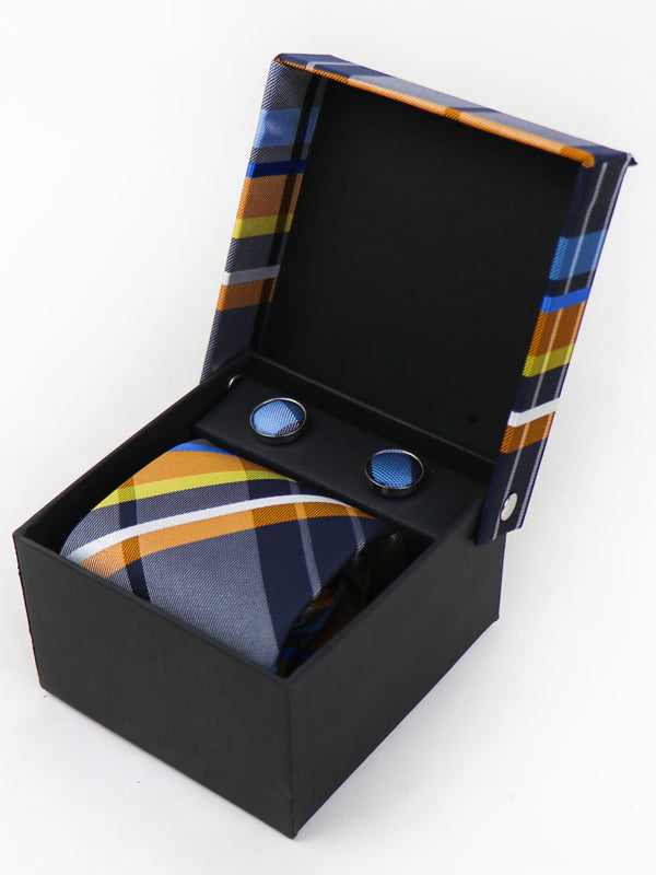 TBS19 3Pcs Tie Gift Box Tie Cuff-Link Pocket Square