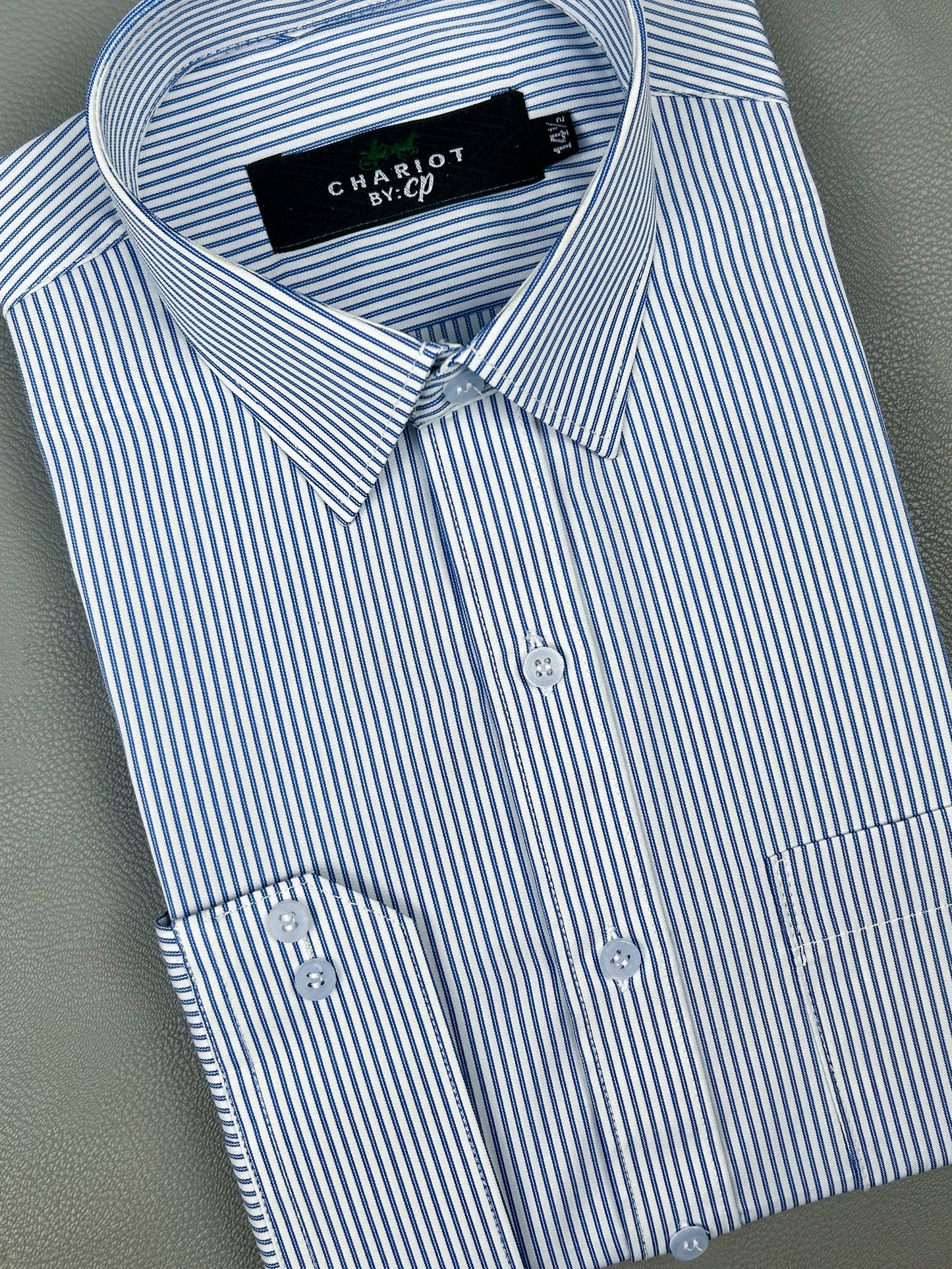 Dark Blue Lines Formal Dress Shirt For Men MFS191