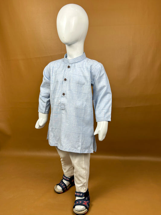 2Yrs - 14Yrs Light Blue Kurta Pajama Suit For Boys BKS115