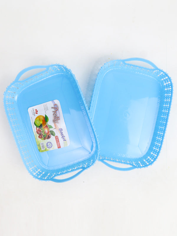 Blue Pack of 2 Multipurpose Tray Baskets for Fruits & Vegetables Storage