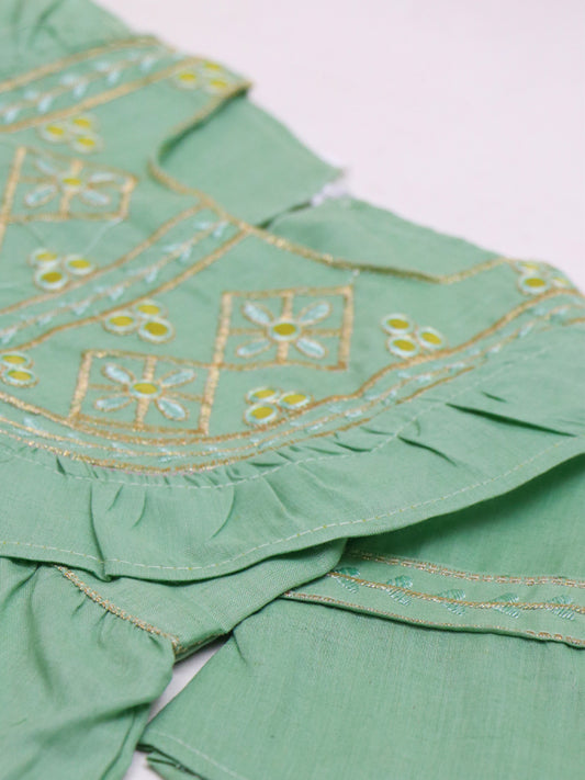 TG Girls Suit 1Yr - 12Yr Embroidered Light Green