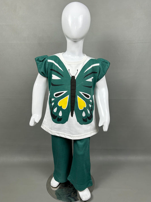 2Yr - 6Yrs Butterfly Dark Green Suit For Girls SK GS207