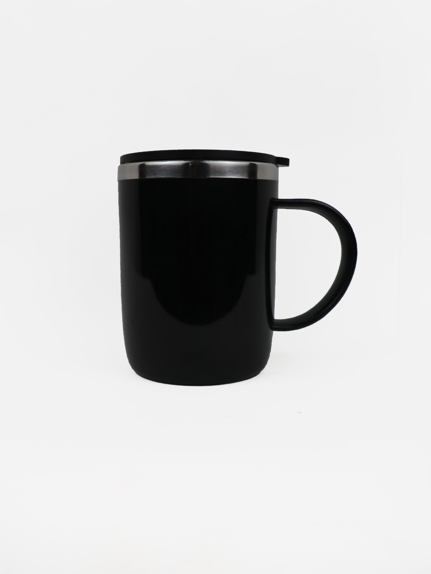 Black Stainless Steel Coffee Mug With Cap - 400ML CM16