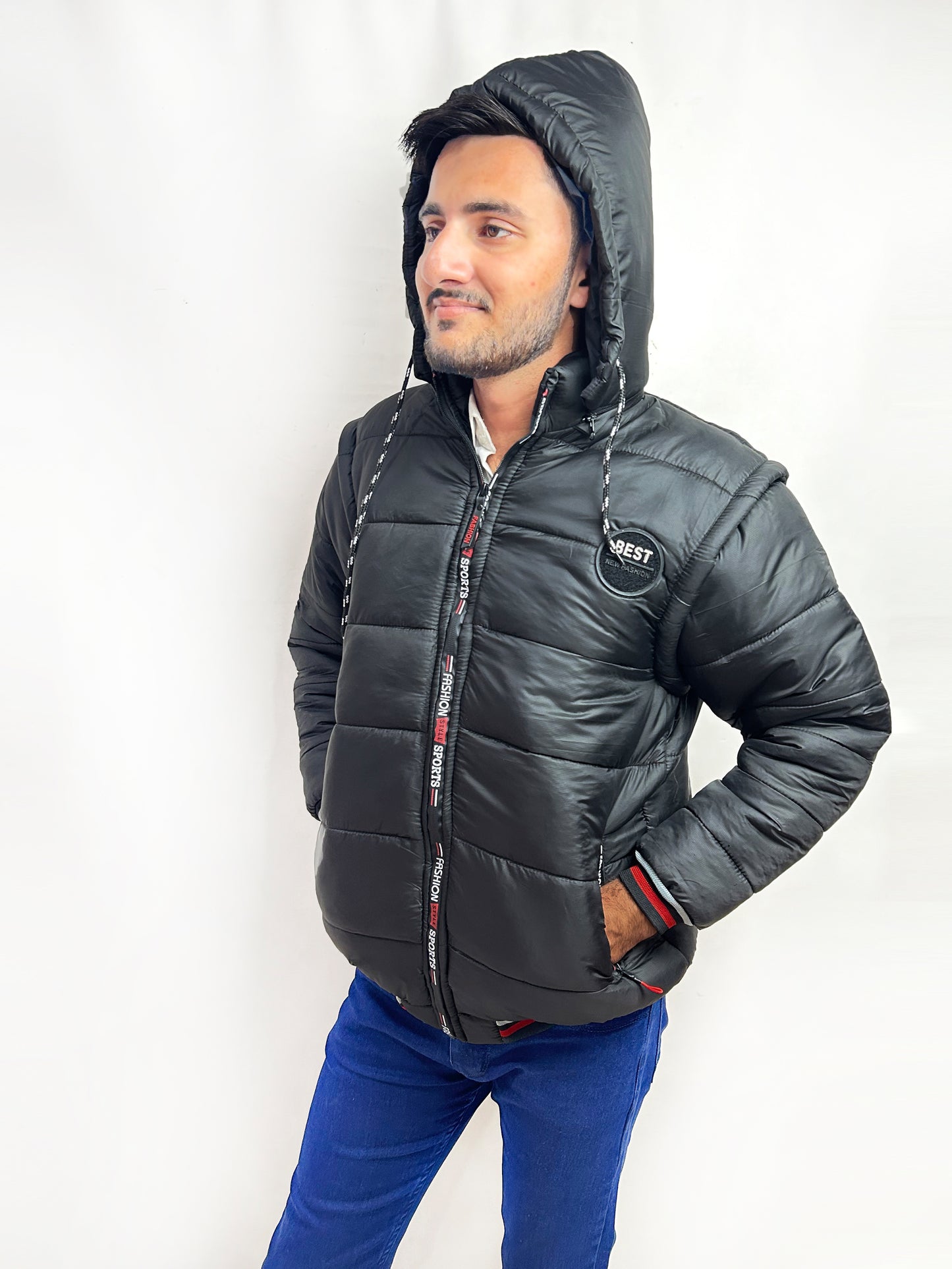 Black Puffer Jacket For Men MJ03