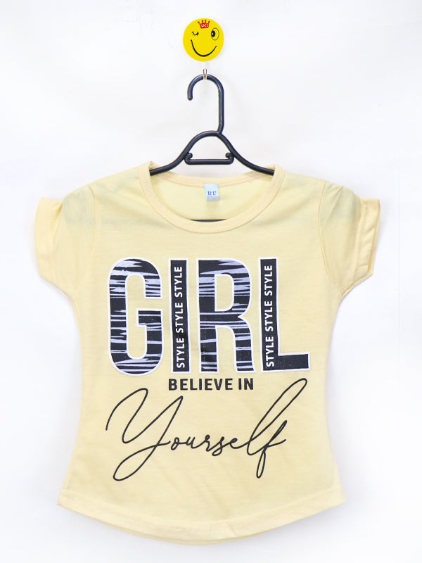 AT Girls T-Shirt 2.5Yrs - 7Yrs Believe Light Yellow