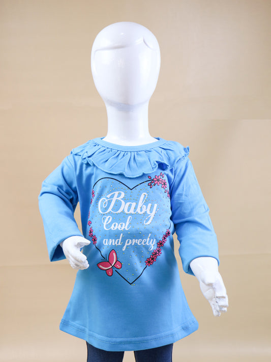 GTS06 SK Full Sleeves Girls T-Shirt 1Yrs - 4Yrs Baby Cool Blue