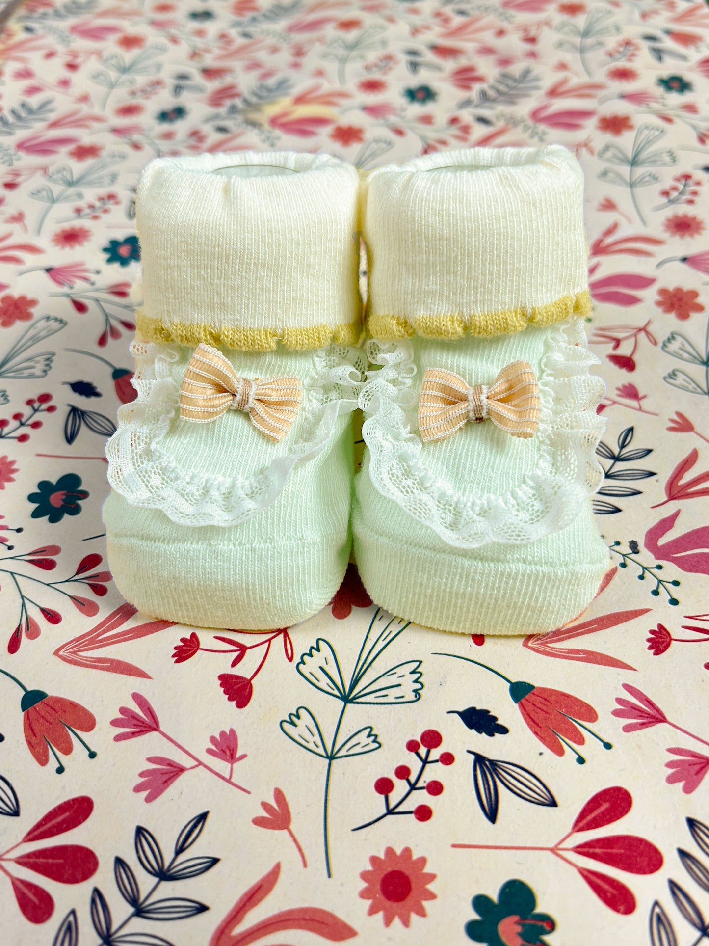 Floral Booties For Newborn NB06