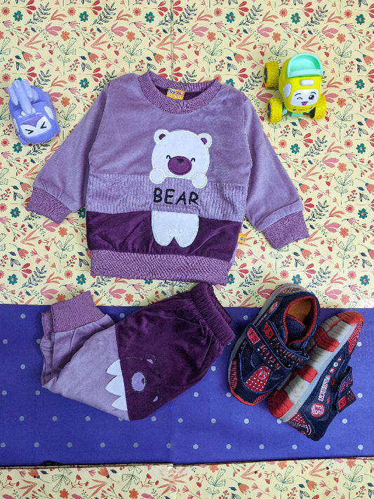 3Mth - 9Mth Fleece Purple Bear Suit For Newborn AJ NBGS67