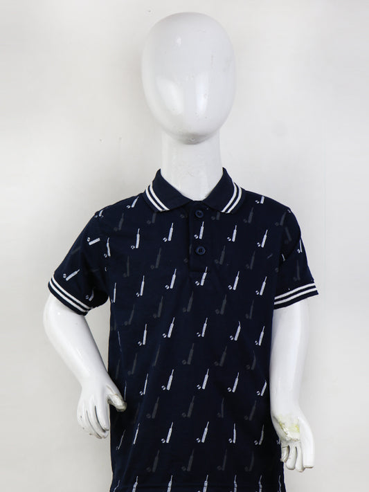 BTS01 MM Boys Polo T-Shirt 2.5Yrs - 8Yrs Batball Navy Blue