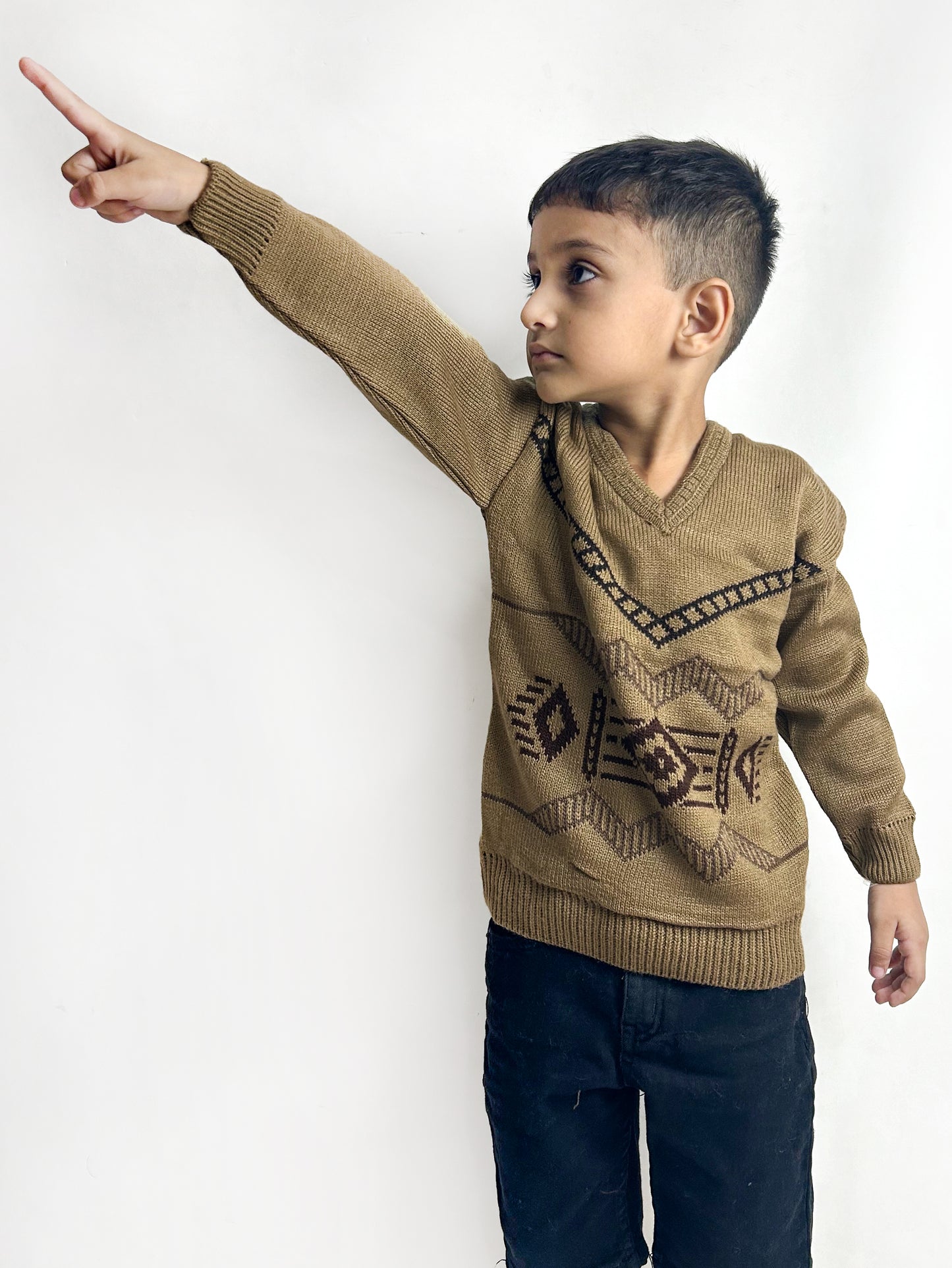 2Yrs -4Yrs Light Brown Full Sleeve Sweater For Kids KSW19