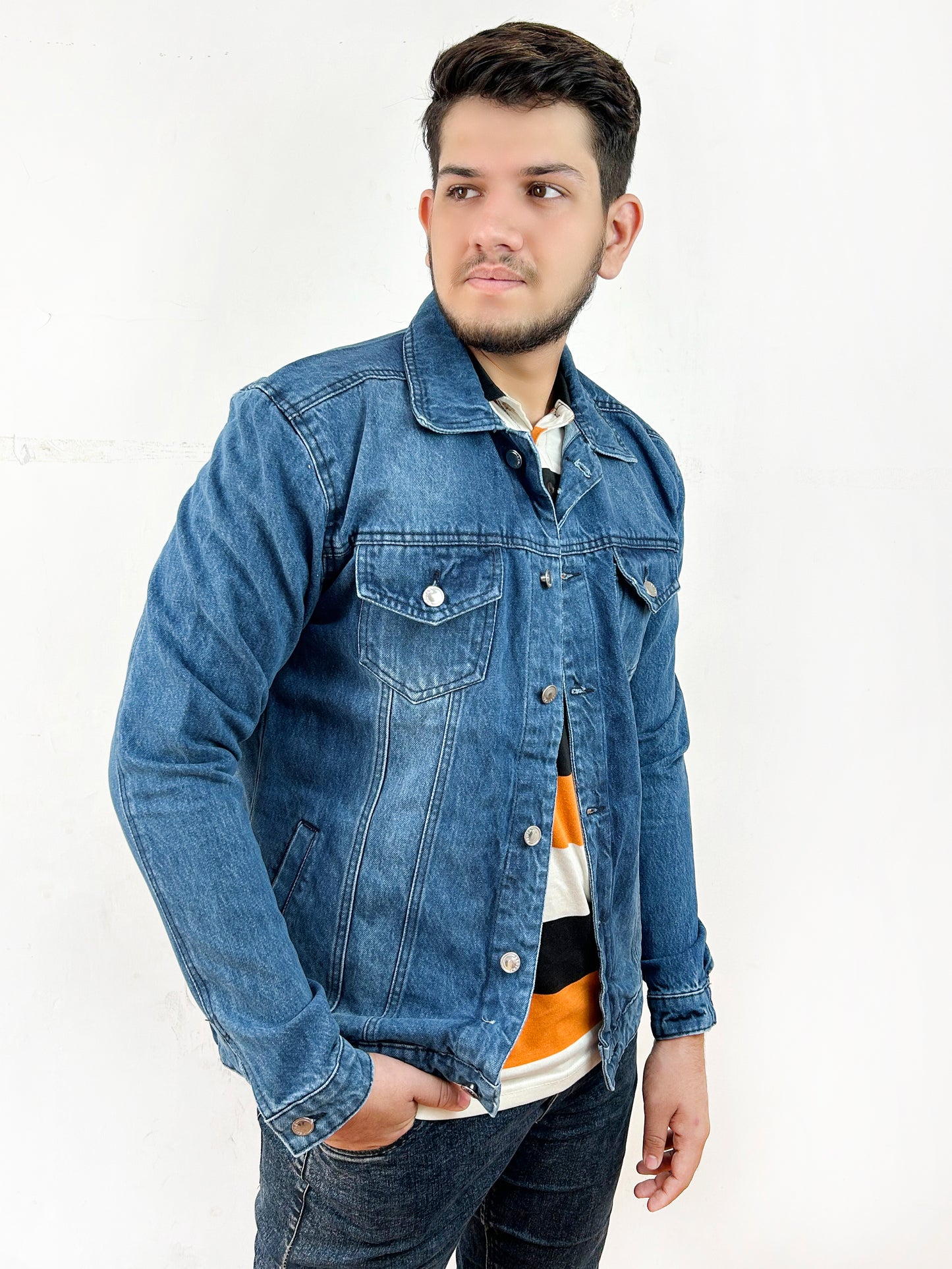 Men's Denim Jacket Faded Blue MJ11