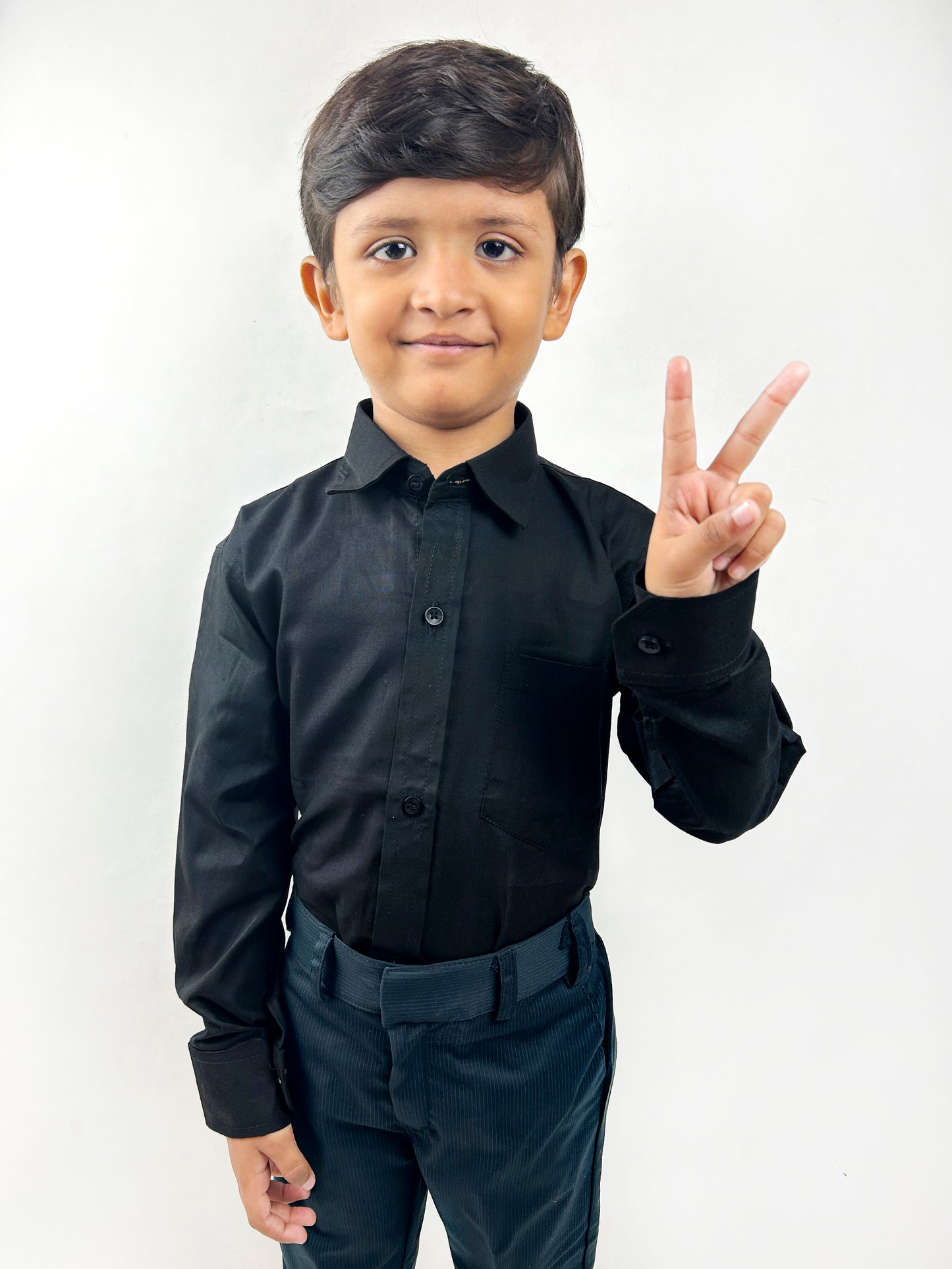 2 Yrs to 15 Yrs Formal Shirt for Boys Plain Black