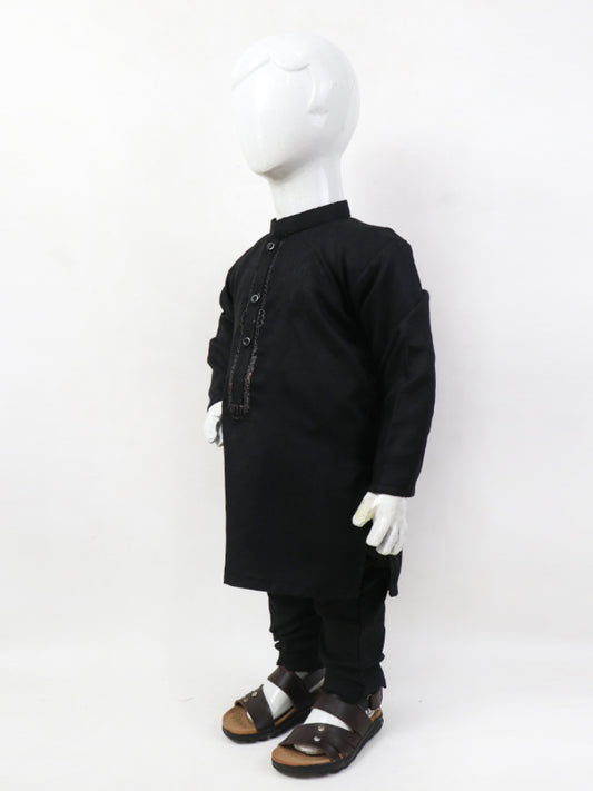 AM 2 Yrs - 17 Yrs Boys Kurta Pajama Suit Sherwani Collar Black