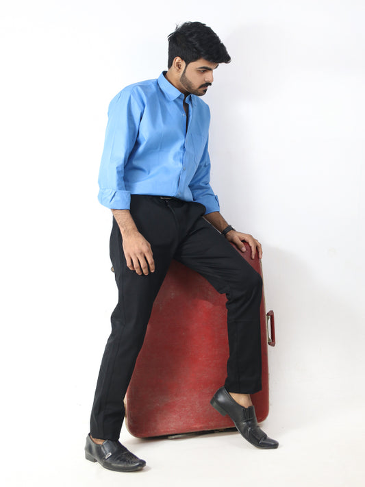 Men's Formal Dress Shirt Plain Blue