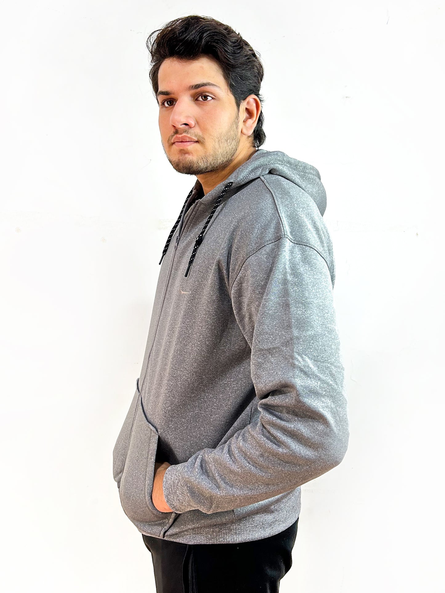 Light Grey Zipper Hoodie For Men MG MH15