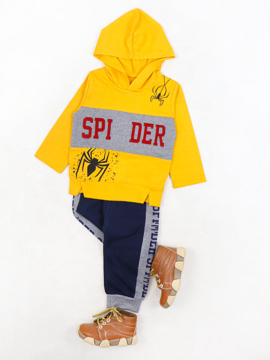 BS18 SK Hooded Kids Suit 1Yr - 4Yr Spider Yellow