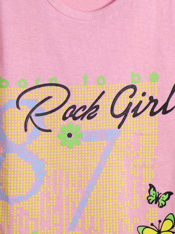 GTS09 MM Half Sleeves Girls T-Shirt 4Yrs - 7Yrs Pink 87