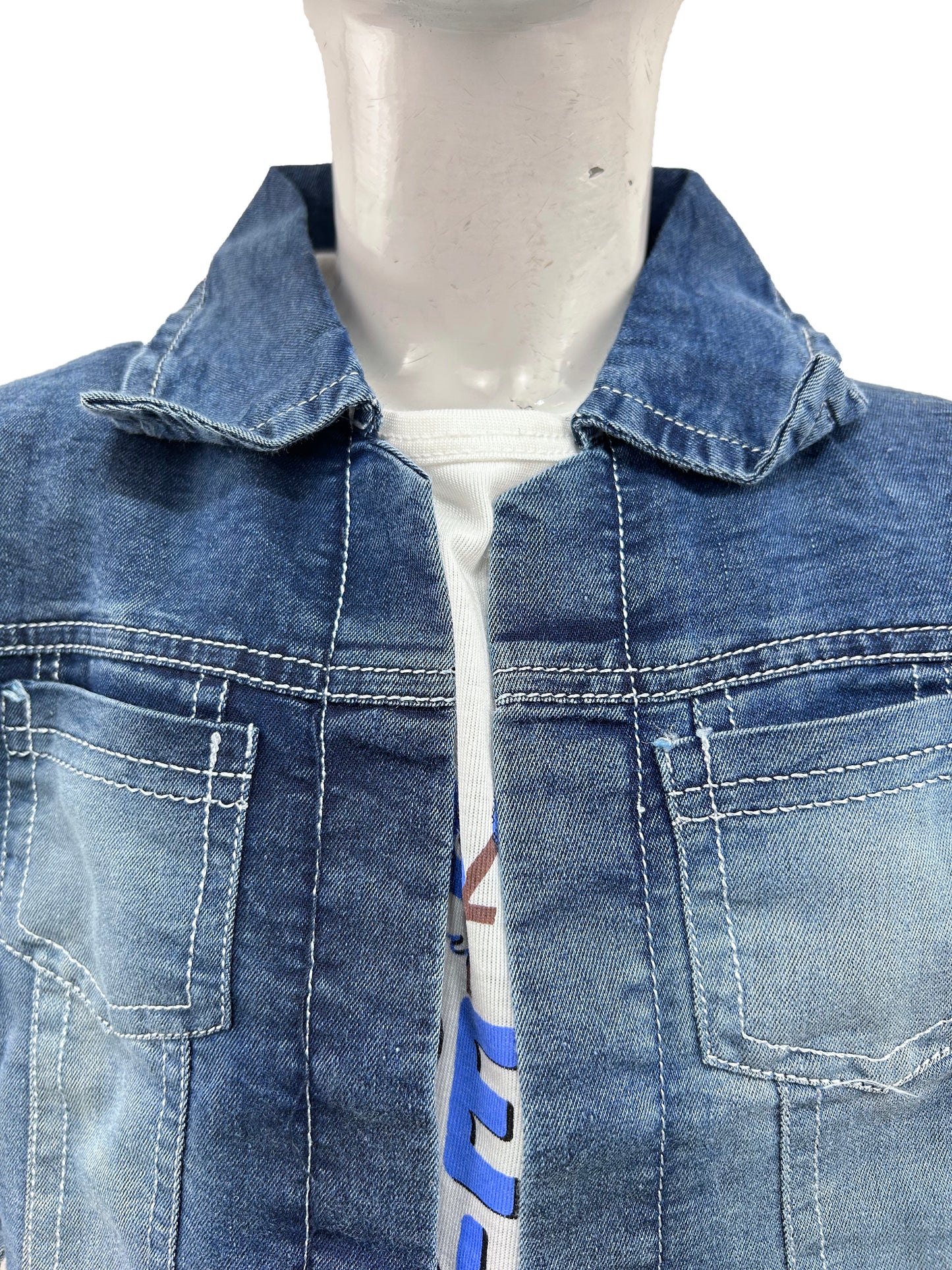 1Yrs - 4Yrs 4Pcs Blue Denim Suit For Girls GS267