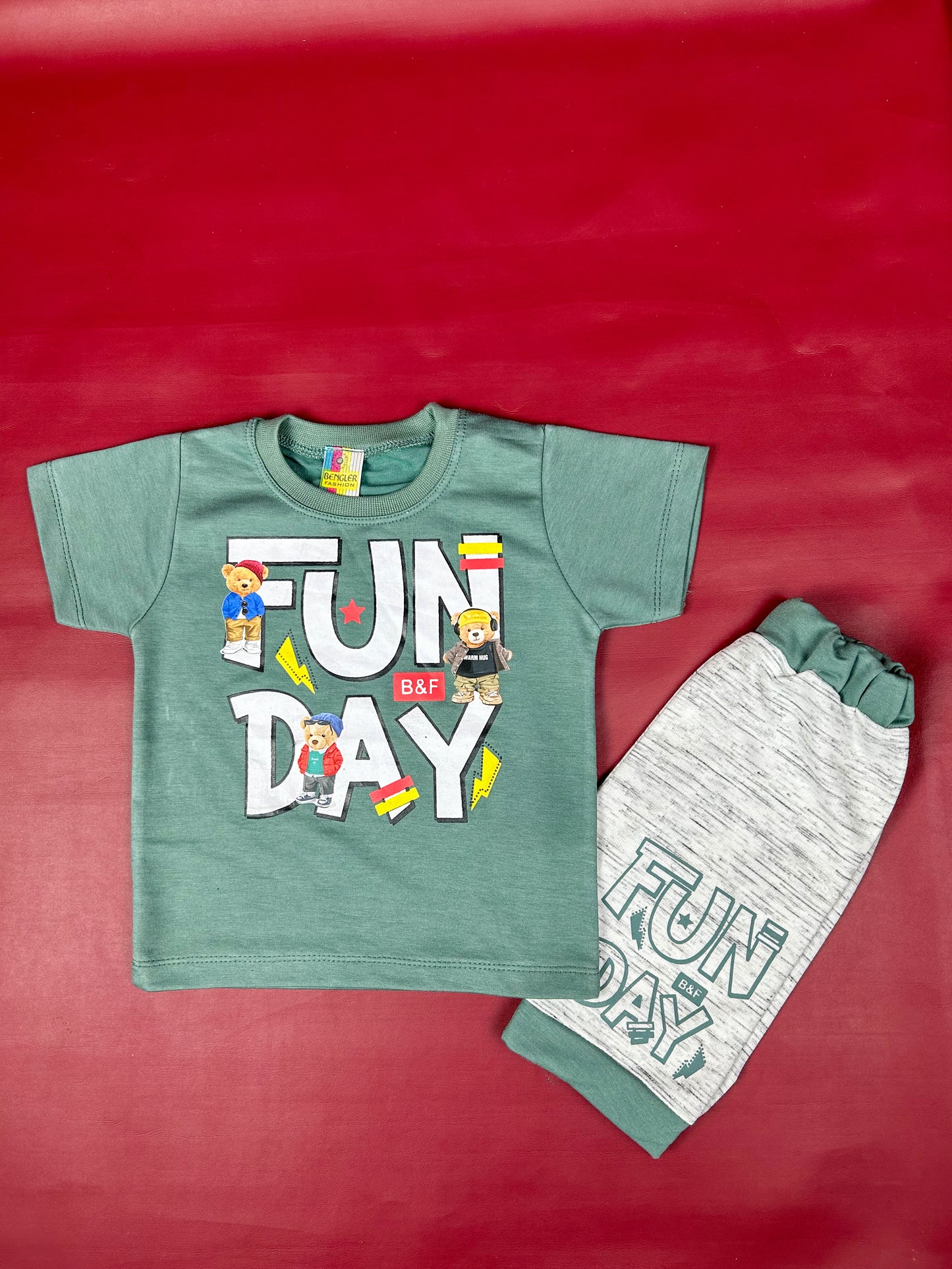 1Yr - 4Yrs Fun Day Dark Green Suit For Kids BS253