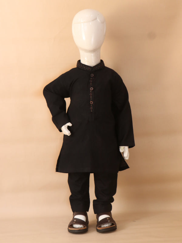 BKP03 TG Boys Kurta Pajama 2Yrs - 14Yrs Black Multidesign