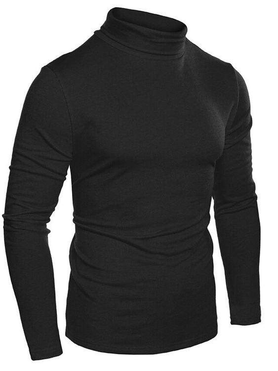 KH Men's Plain High Neck Black