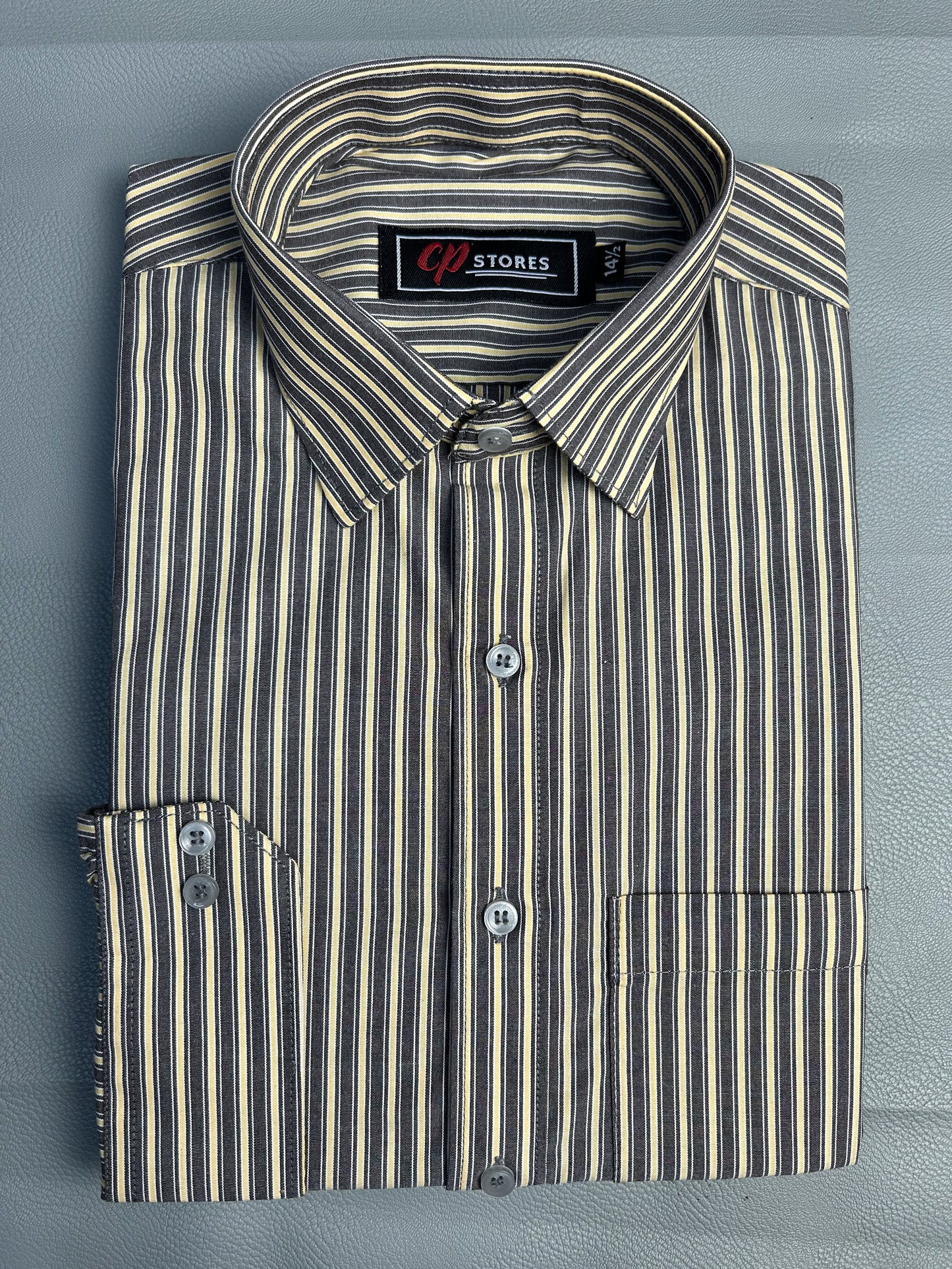 Dark Brown Lines Formal Dress Shirt For Men MFS124