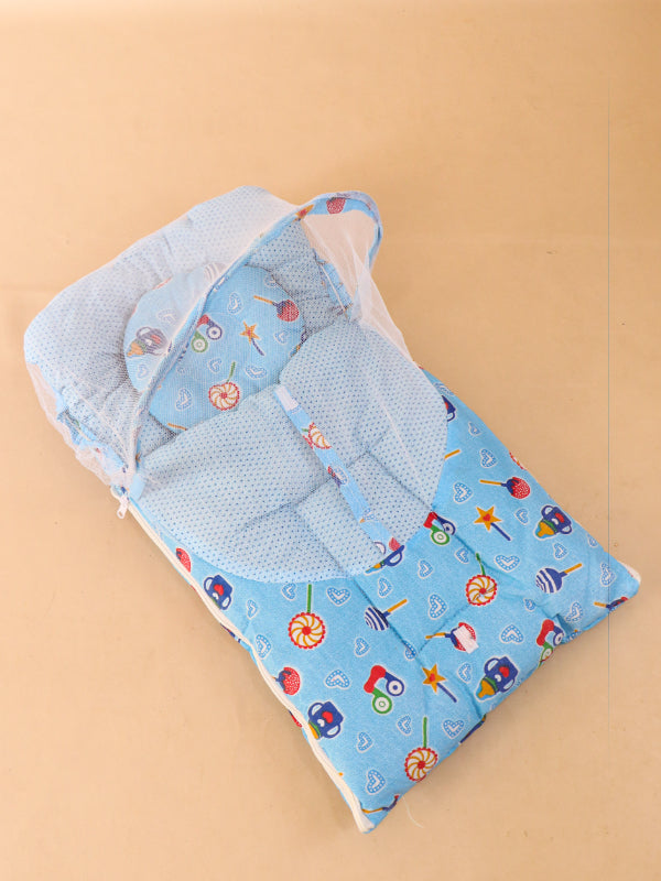 Blue Sleeping Bag With Mosquito Net For Newborns N NBSB07