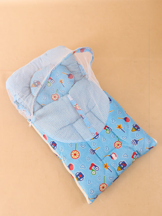 Blue Sleeping Bag With Mosquito Net For Newborns N NBSB07