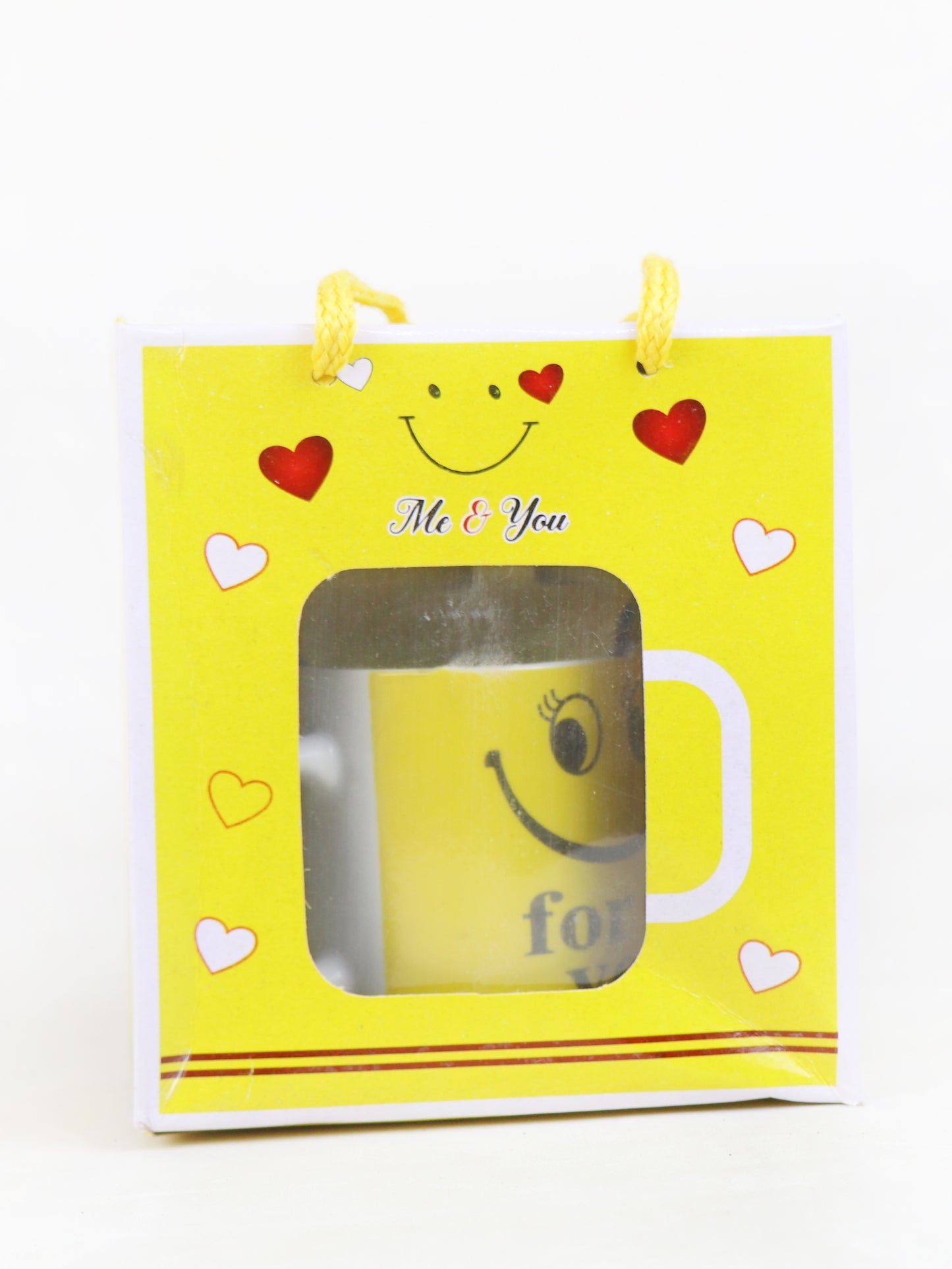 Smiley Coffee Cup with Spoon Set Yellow