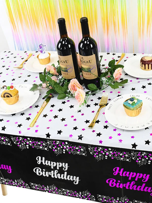 Birthday Plastic Table Cover 54×72 - Black